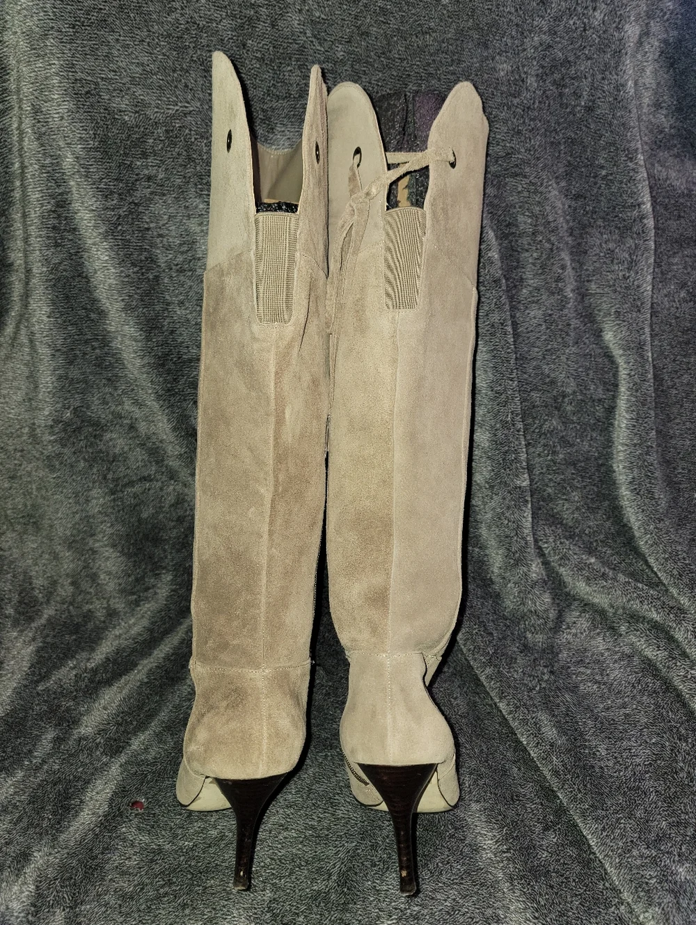 Arturo Chiang Women's Taupe Leather Knee-High Heeled Boots